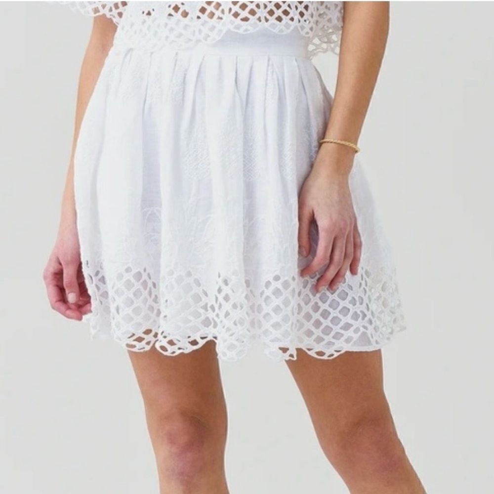 NEW Cara Cara Avery Linen Pineapple Mini Skirt White Medium